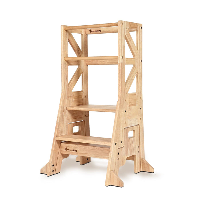 Wooden Learning Towers My Duckling Deluxe Solid Wood Adjustable Learning Tower - Flag with Rectangle Handle