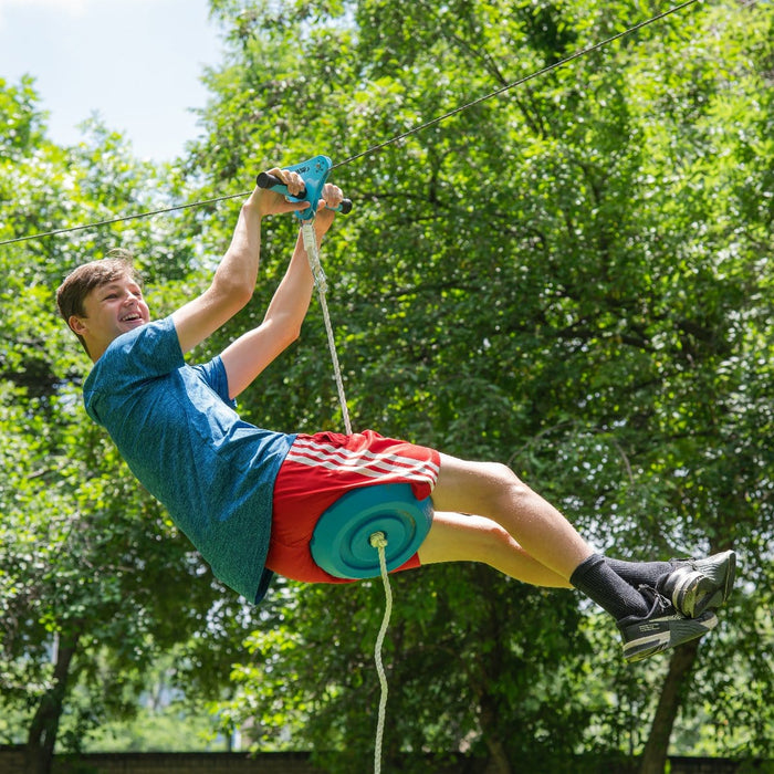 Swing Set Trelines Zipline Quickset With Brake - Easy Setup and Takedown 30m