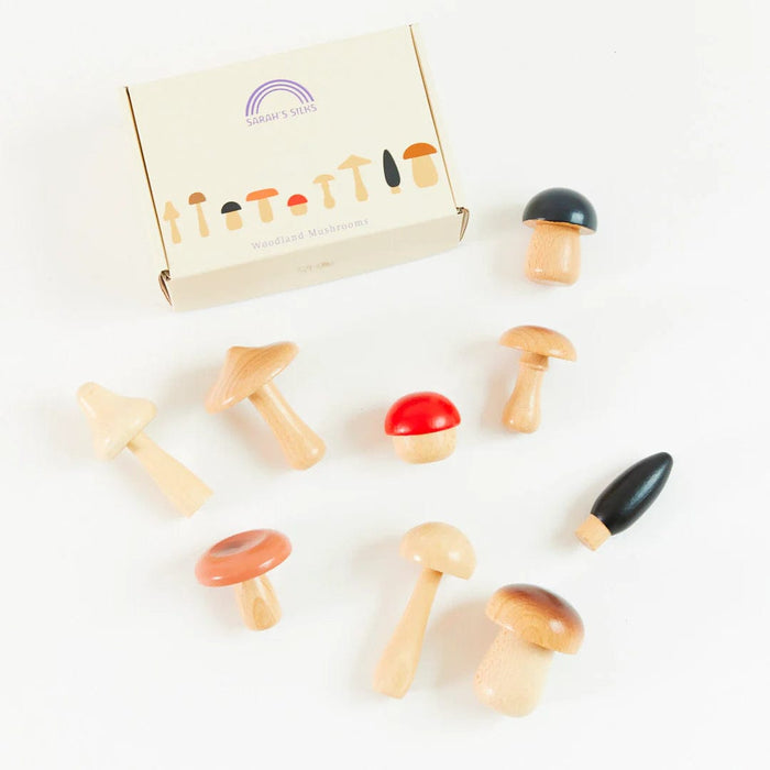 Silk Toys Sarah's Silks Wooden Mushrooms Set