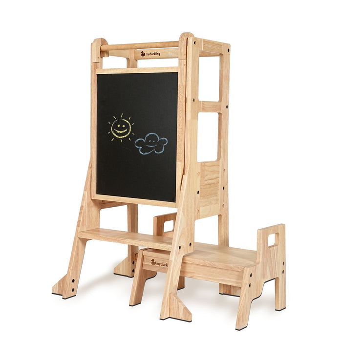 My Duckling Solid Wood Adjustable Learning Tower 3in1 - Deluxe(Rectangle Stool Handle)