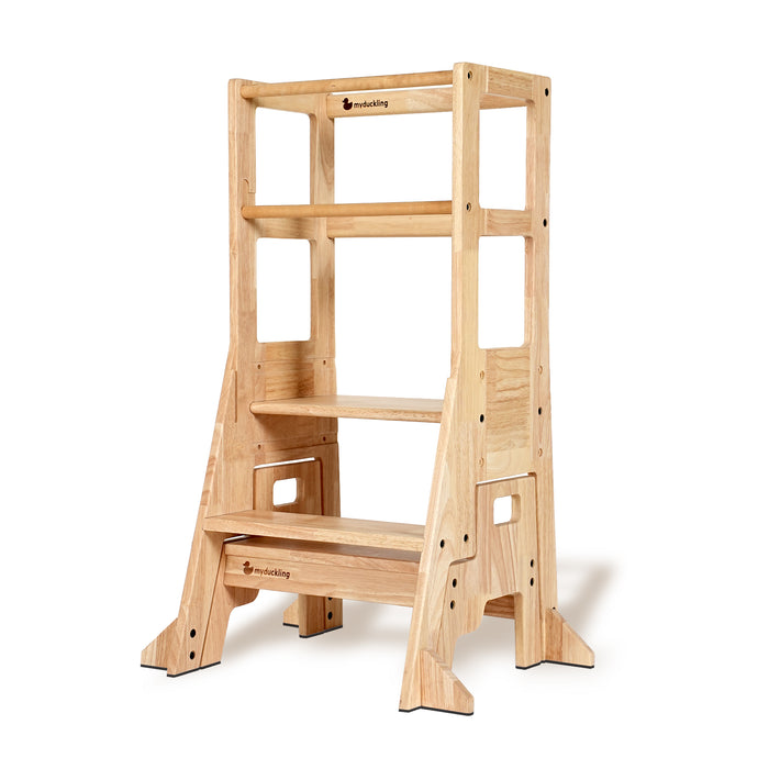 My Duckling Solid Wood Adjustable Learning Tower 3in1 - Deluxe(Rectangle Stool Handle)