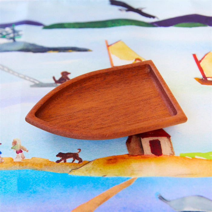 Wooden Toys Sarah's Silks Wooden Boat Mahogany