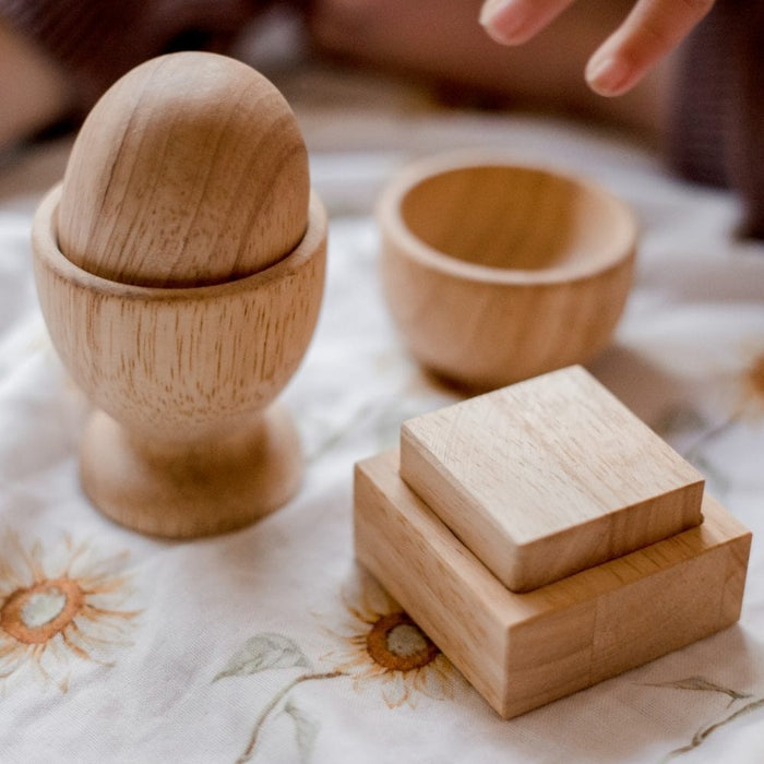 Wooden Puzzles QToys Montessori Egg, Ball and Cup set