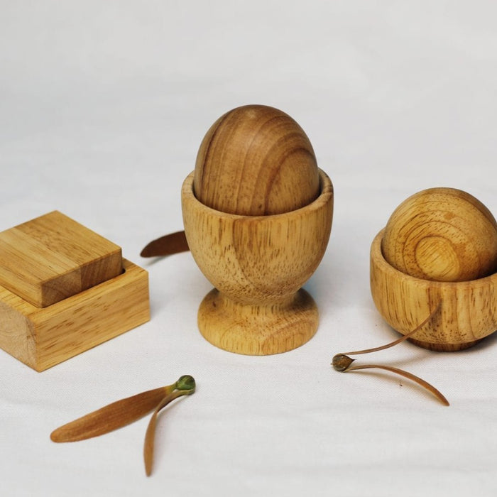 Wooden Puzzles QToys Montessori Egg, Ball and Cup set